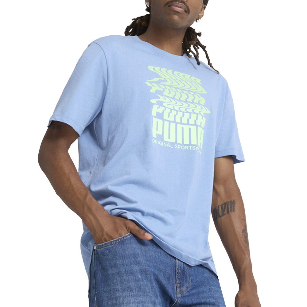 Футболка с круглым вырезом и коротким рукавом Puma Ripple Мужские синие повседневные топы 68196620