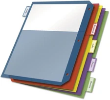 Plastic Binder Dividers Double Pocket 5-Tab Insertable Multicolor Tabs Letter...