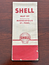 1951 SHELL OIL FOLD OUT PAPER MAP OF MINNEAPOLIS ST PAUL MN FB113