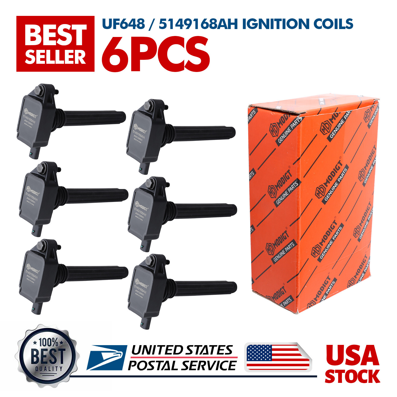 6Pcs Premium UF648 5149168AH Ignition Coils Compatible with Dodge Durango 2011-2015
