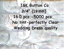 160 pcs. to 1000 pcs. Crystal Clear 2 hole Buttons 3/4" NEW 19mm for headbands