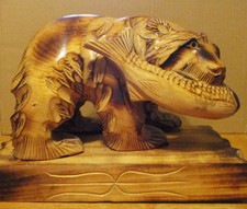 Rare Vintage Large Japan Ainu Bear with Salmon Hokkaido with Freestanding Base