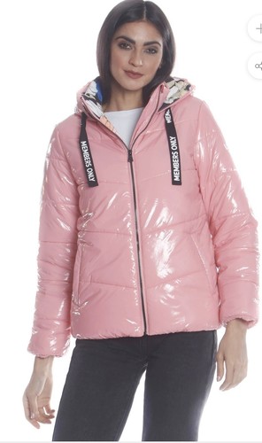 HI-SHINE PINK CHEVRON PUFFER JACKET 