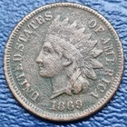 1869 Indian Head Cent 1c Better Grade VF + Details #71688