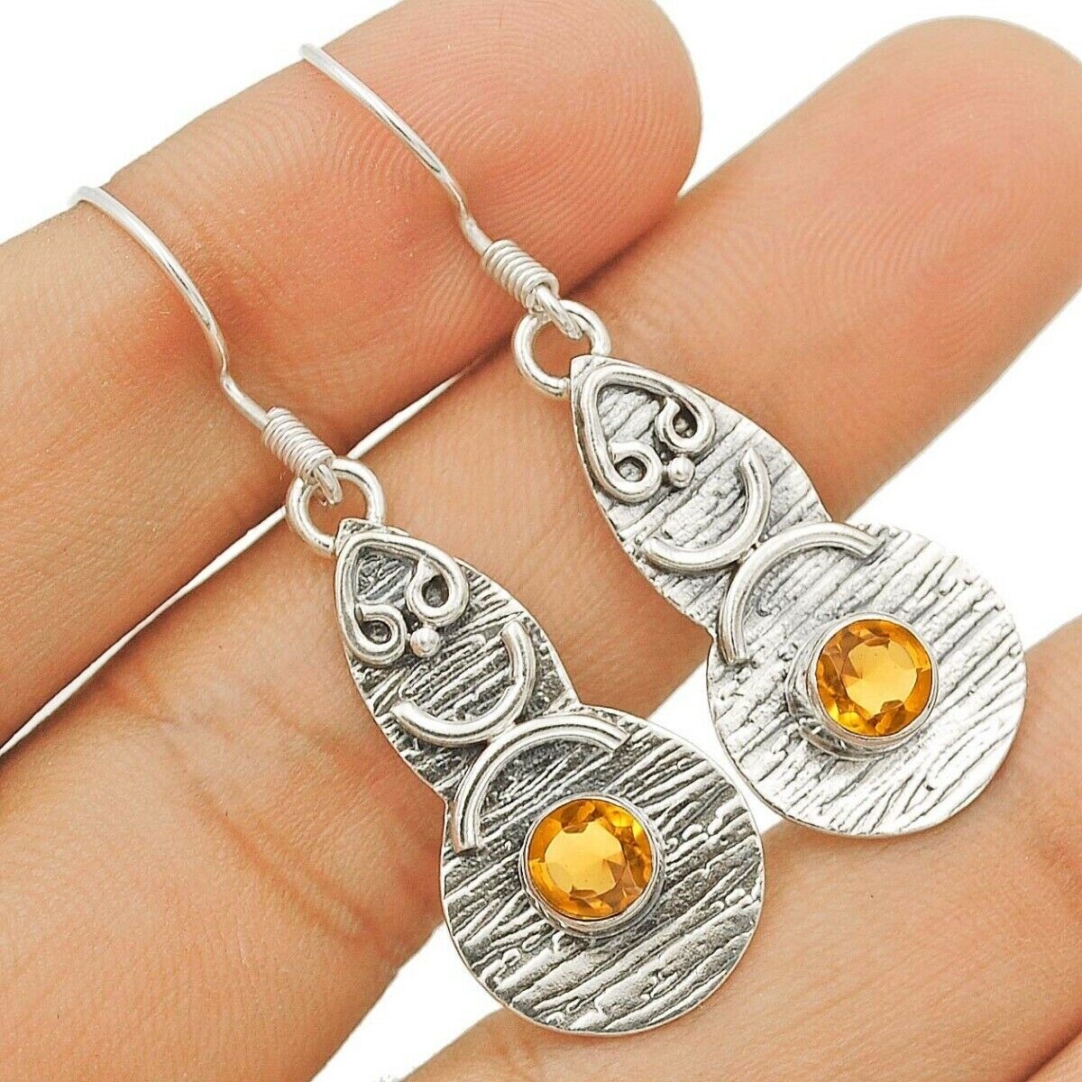 Natural Golden Citrine 925 Sterling Silver Earrings 13/4