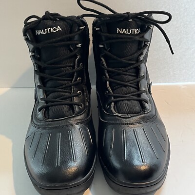Nautica Mens Bedford Black Lace Up Round Toe Waterproof Ankle