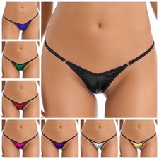 Womens Bikini Briefs Shiny Leather Panties G-String Thong Micro Panties Lingerie