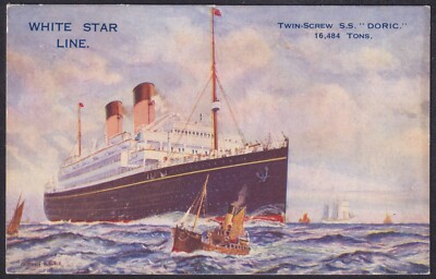 SS DORIC Postkarte; Scheveningen Hotels (Holland); White Star Line; unbespielt