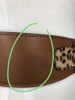 Chico’s Brown Leather & Calf Hair Leopard Belt sz M NWOT Chico main image 4