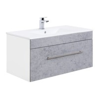 Badezimmer Waschtisch Mit Unterschrank 100Cm Keramik BadmöBel Beton GäSte Wc Bad