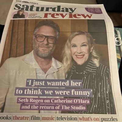UK Times Saturday Review 4 April 2026 Seth rogan Catherine o hara chrissie hynde