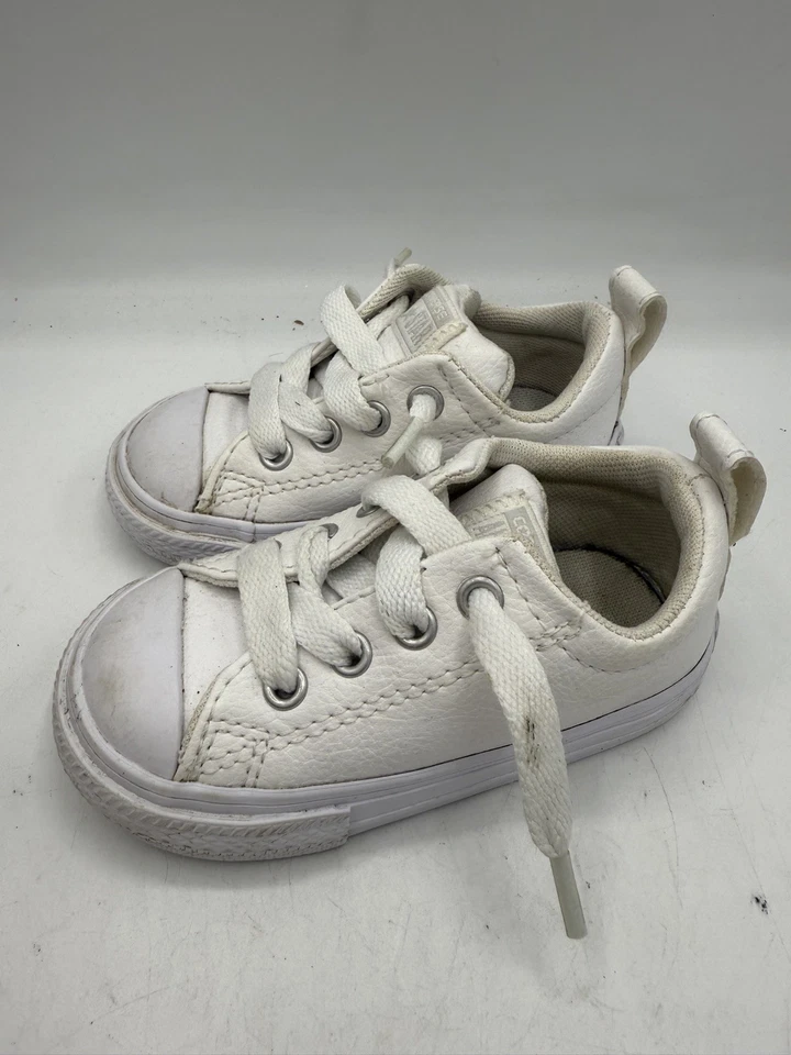 Zapatillas bajas Converse Infant 5 Chuck Taylor All Stars imitación cuero TODAS BLANCAS Foto 3 de 4