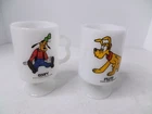 Walt Disney Productions PLUTO & GOOFY Vintage Milk Glass Footed Pedestal Mug Cup