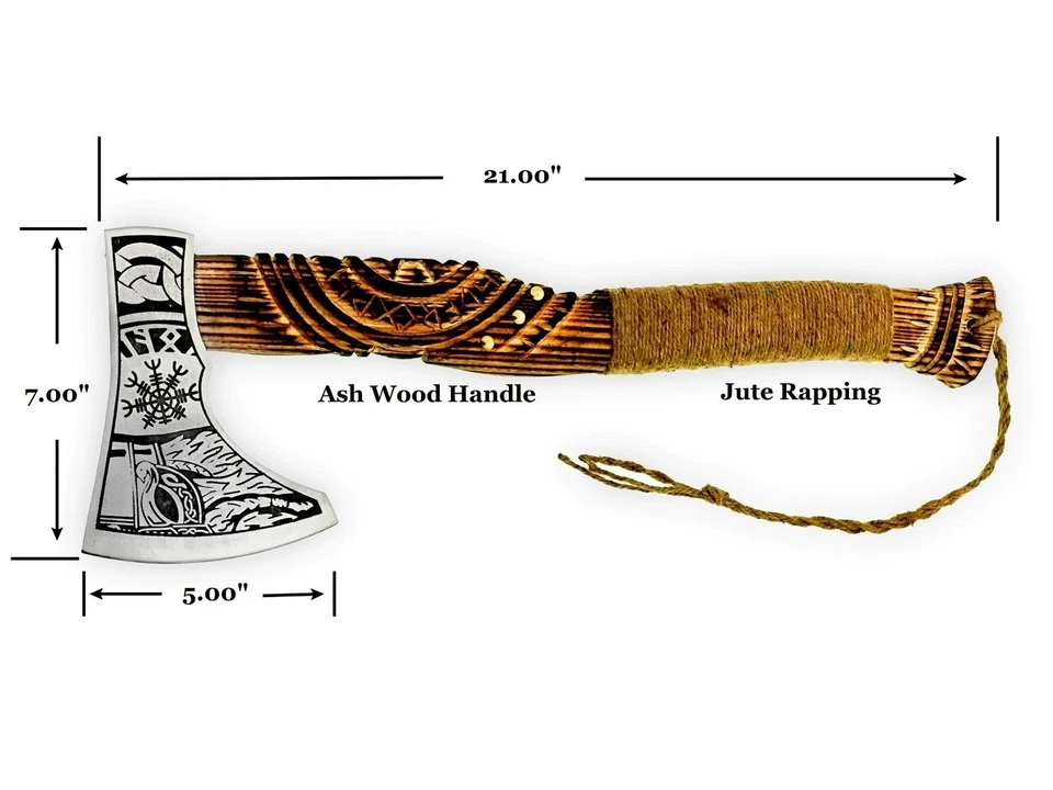 Viking Axe Beautiful handmade axe with carved handle Christmas gift - Bild 4 von 4