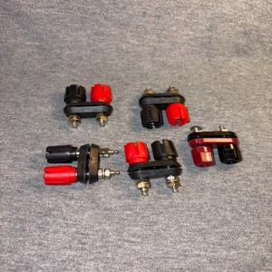 5) Dual Panel Mount Banana Jacks, Red & Black, Spacers & Mounting Hwdr Included