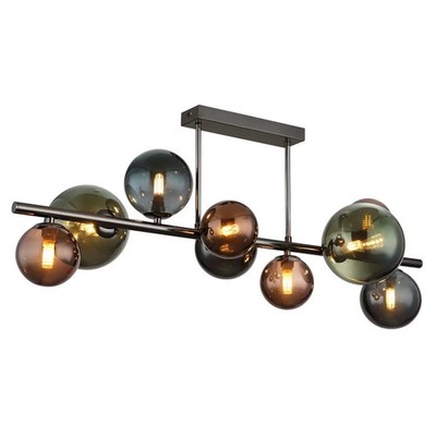 Globo Deckenleuchte Riha 9-flammig grau bronze grün petrol Glas Deckenlampe G9