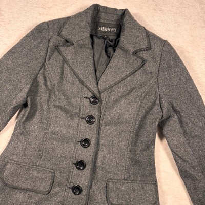 Lavender Hill Women's Size 8 Gray Wool Blend Blazer Button Front Jacket