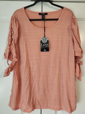 Love Ever After Coral Top Pearl Open Sleeve  Accent NWT Plus Size 2X Lightweight