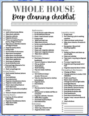 #ad #ad Whole House Deep cleaning Checklist: Household Chores cleaning checklist for adu $20.97