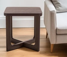 24" Brown Solid Wood Square Cross Legs End Table