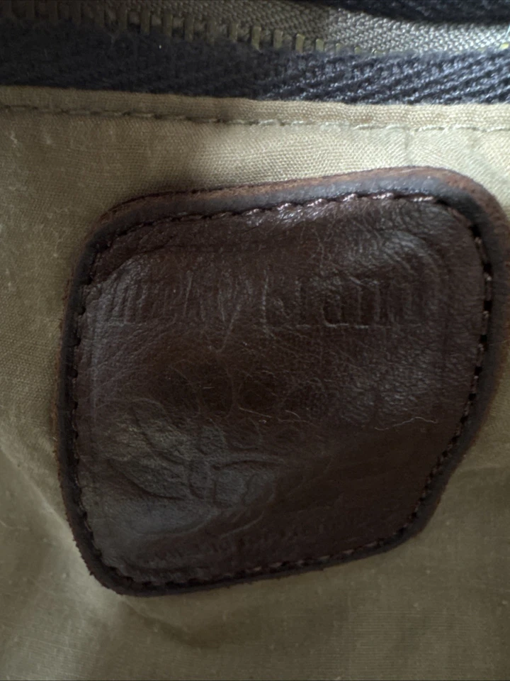 Bolso de Mano Grande Boho Lucky Brand Lona Verde Naranja Corazones Flores Foto 4 de 4