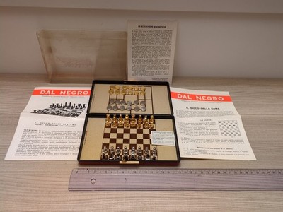 SCHACH DAMEN MOLINELLO magnetisch - Luxus Lederetui - Dal Negro Art. 118/XL