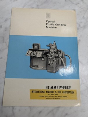 HOMMELWERKE OPTICAL PROFILE GRINDING MACHINE SALES LITERATURE BROCHURE INFO