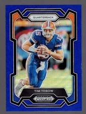 2024 Panini Prizm Draft Picks Tim Tebow Blue Wave Parallel Football Card 064/249