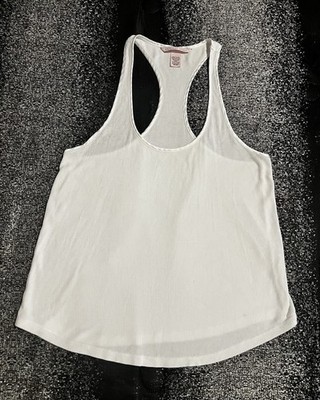 Womens XS Victoria's Secret white scoop neck ribbed racerback tank top