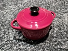 Crofton Stoneware Mini Crock Pot Baker Soup Lid & Handle Fire Engine Red