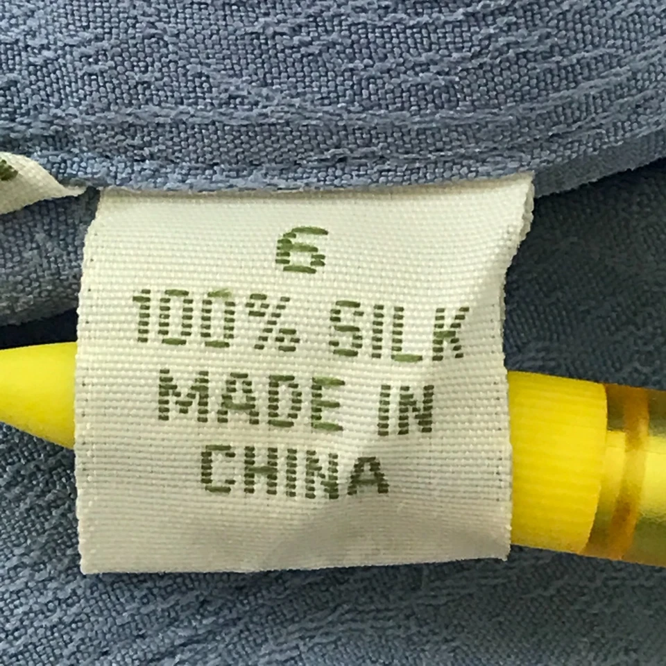 Tommy Bahama 100% Silk Wide Leg Pants Women 6 Blue Mid Rise Pleated Pocket - Image 4 of 4