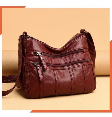 Women s Soft Leather Crossbody Bag, 2025 Retro Multi-pocket Shoulder Handbag