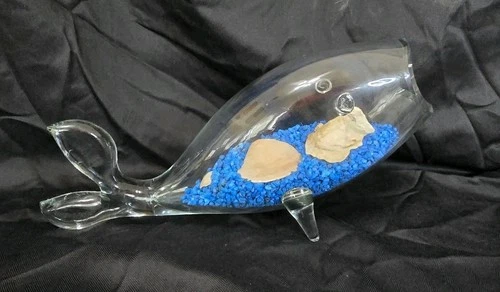 Vtg Blenko Glass Clear Whale Fish Large 16" Vase (AS IS) No Sticker Handmade MCM