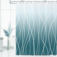 72x72 Inch Dark Blue Ombre Striped Shower Curtain Abstract Waterproof Hooks