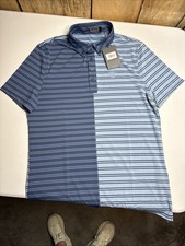 NWT G/Fore Men's Golf Short Sleeve Striped Polo Shirt Size M Color Fjord