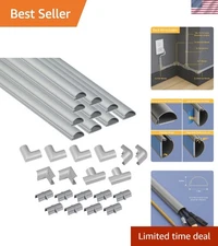 Elegant Gray Cable Raceways - 10x 15.7in Lengths & 19 Accessories Included