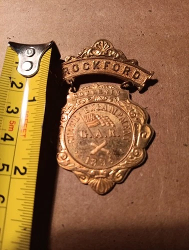 GAR Original Rockford Illinois Brass Medal 1894 State Encampment Souvenir