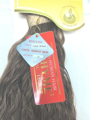 Bohyme Gold Remi Human HairFrench Refined Curl Color 30 Length 14'' Weft