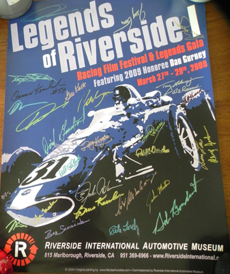 #ad VHTF Original Dan Gurney amp; 25 DRIVERS SIGNED 2009 Poster Legends of Riverside $199.00