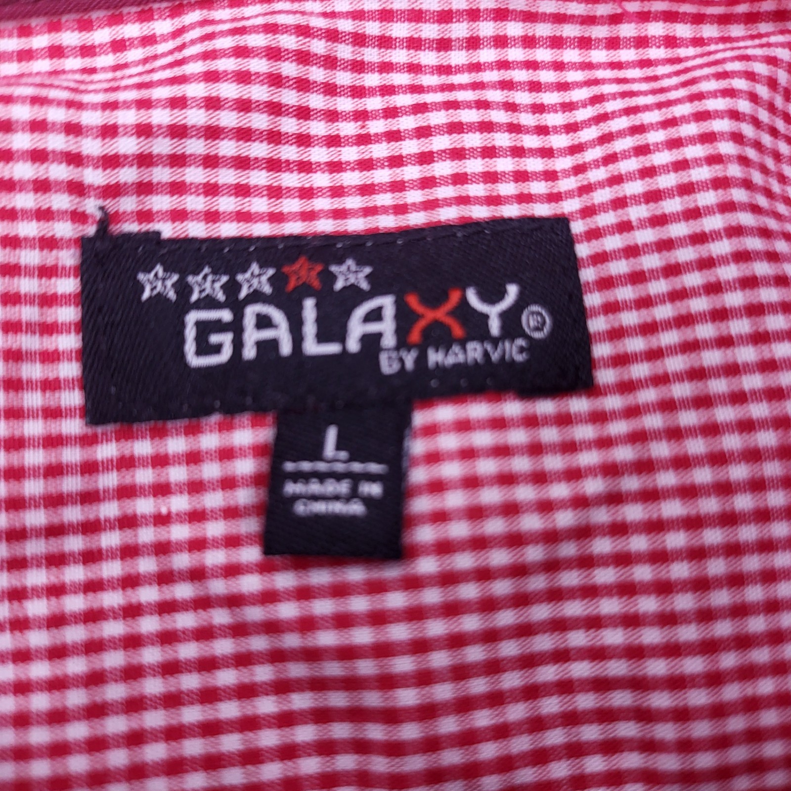 Galaxy By Harvic Men's Red/White Gingham Slim-Fit Button-Down Dress Shirt Large