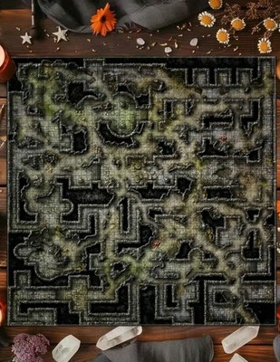 D&D Outdoor Ruinen Battle Map Grid RPG Dungeon Tischmatte 75x75cm Tuch