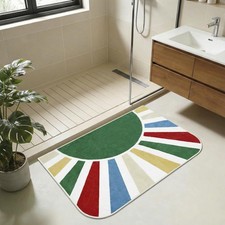 20x30 Inch Leaf Green Soft Fluffy Rainbow Sun Bathroom Rug Non Slip Mat