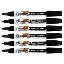 Thornton's Art Supply Oil-Based Paint Markers, Medium Point, Black Ink, Set of 6