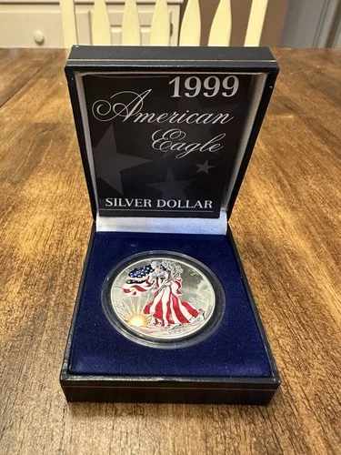 1999 Colorized American Silver Eagle $1 Coin .999 Fine Silver 1oz w/ Box & COA
