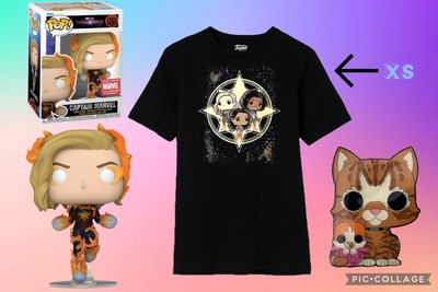 The Marvels Funko Collector Corps Set Of 3 Items: Funko, XS Shirt, Pin