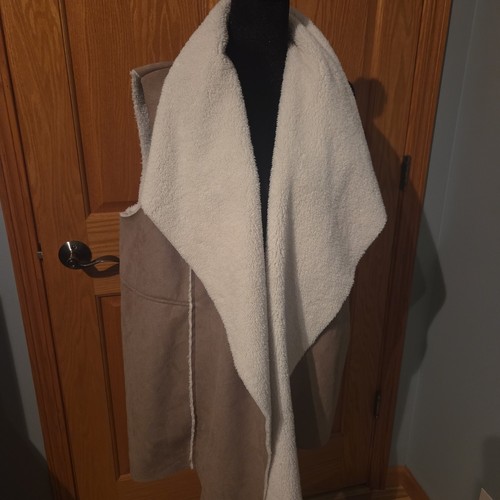 Nordstrom Rack FAUX SUEDE FUR SHERPA VEST OPEN FRONT Women's Size 3X
