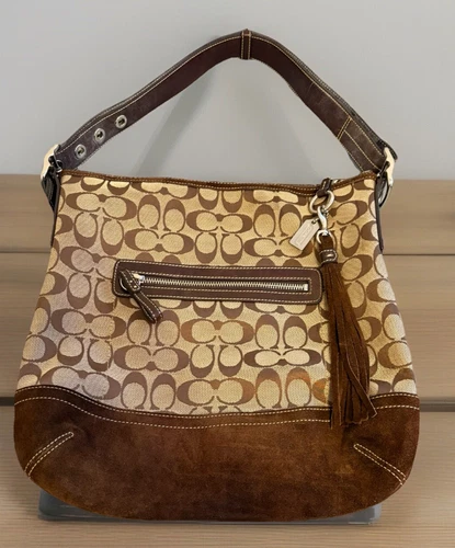 Borsa a tracolla Beauty COACH Coach firmata scamosciata pelle