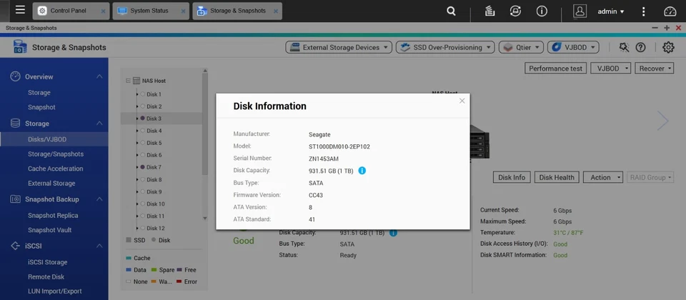 QNAP TS-EC1679U-RP 16-Bay NAS Xeon E3-1225 v2 32 GB Rackmount 2x 1TB 2x10GB LAN - Bild 3 von 4