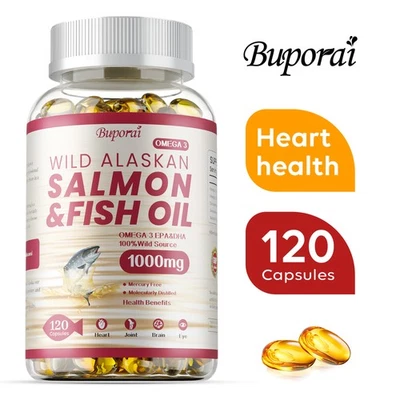 BUPORAI Wild Alaska Salmon & Fish Oil - EPA, DHA - Promotes Eye, Brain And Heart Health
