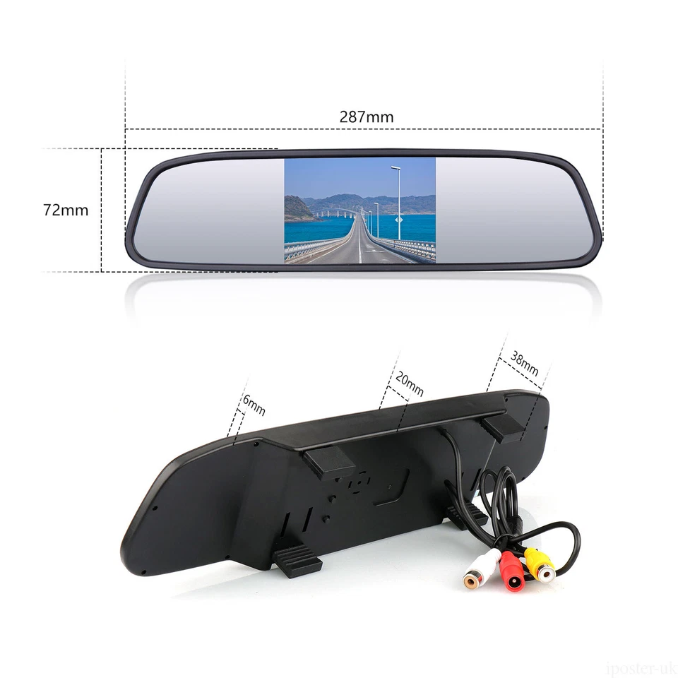 4.3"Mirror Monitor Reversing Rear Backup Camera Kit For Jeep Wrangler JK 2012-16 - Image 2 of 4